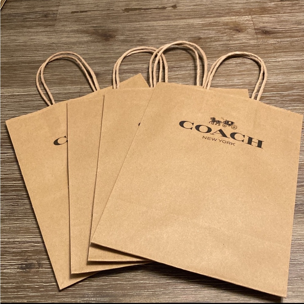 New 4 Coach Paper Shopping Bags 8”x10”x4 1/2”